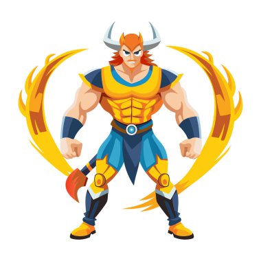 Viking Süper Kahramanı çizimi düz stil 