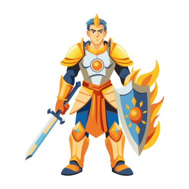 Alevli şövalye çizimi düz stil 