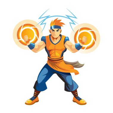 Yıldırım kahramanının düz bir çizimi. 