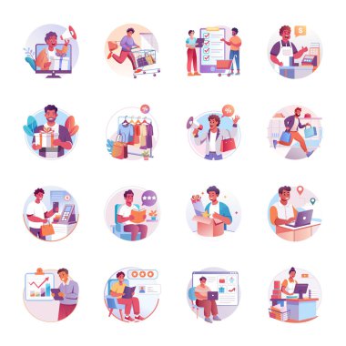 Düz Stil Koleksiyonu Kara Cuma Çizimleri 