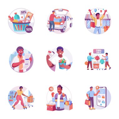 Düz Stil Kara Cuma Resimleri Paketi 