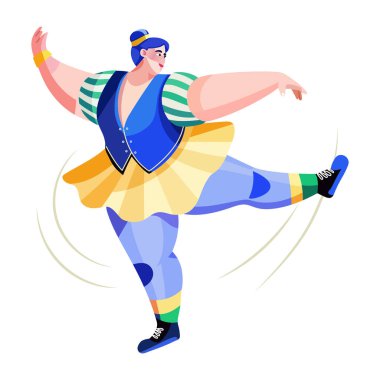 Düz stil ile komik dans karakteri çizimi 