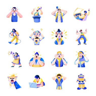 Düz Stil Komik Tepkiler Paketi 