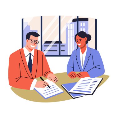 Müşteri sözleşmesinin düz bir illüstrasyonu 