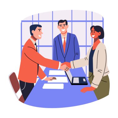 İstemciyle yapılan anlaşmayı gösteren düz bir illüstrasyon 