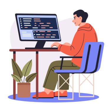 Kodlama geliştiricisinin düz karakter çizimi 