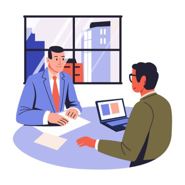 Müşteri toplantısını betimleyen düz bir çizim