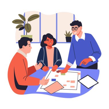 İşbirlikçi oturumu betimleyen düz bir illüstrasyon 