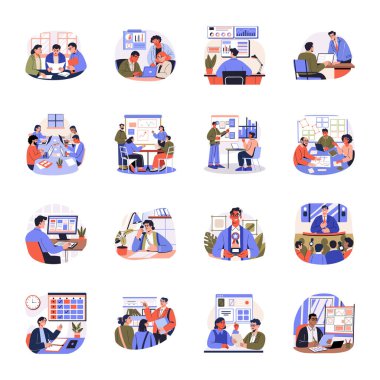 Ofis Çalışmaları ve Takım İşbirliği Düz Çizimler