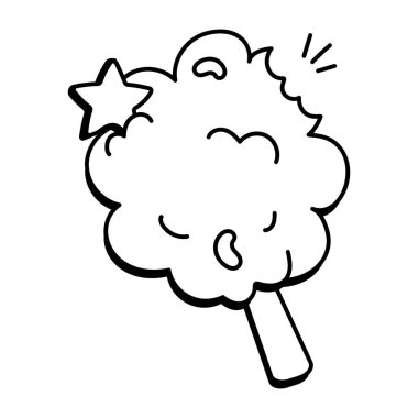 Karalama tarzında tatlı pamuk helva ikonu 