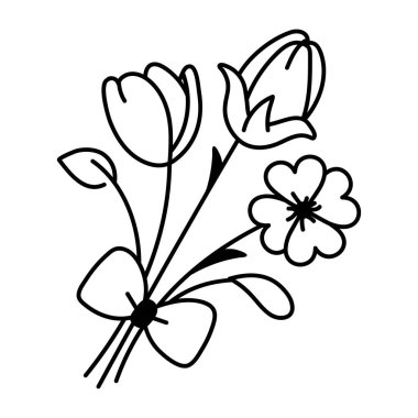Güzel çiçeklerin el çizimi ikonu.