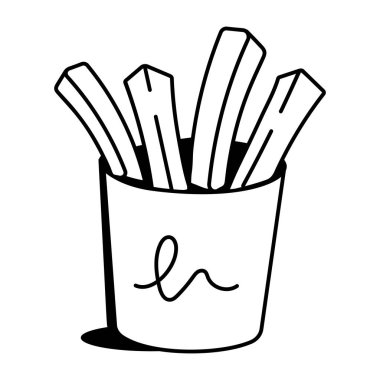 Parmak kızartmasının el çizimi simgesi. 