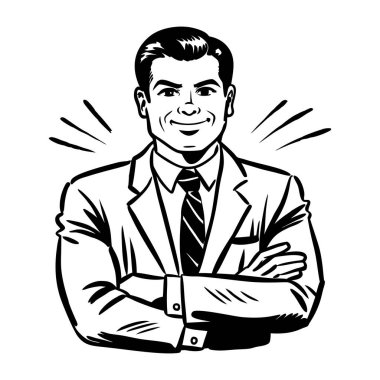 Gururlu bir iş adamının el çizimi. 
