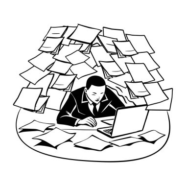 Aşırı iş yükünü gösteren bir el çizimi çizimi 