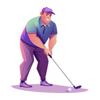 Golfçü adam düz karakter çizimi 