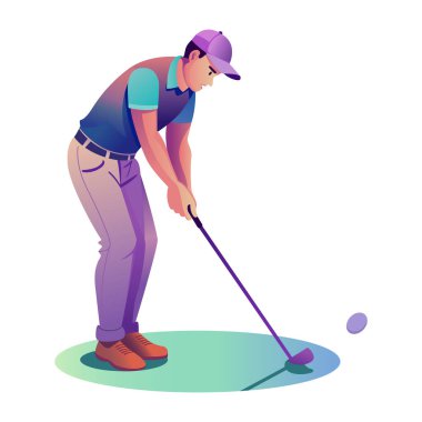 Golf oynayan birinin düz bir çizimi. 