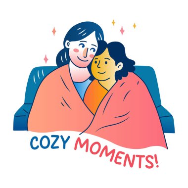 Anne ve çocuğun sade bir yapıştırması. Birlikte rahat anların tadını çıkarıyorlar. 