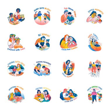 Düz Stil Anneler Günü Etiketleri