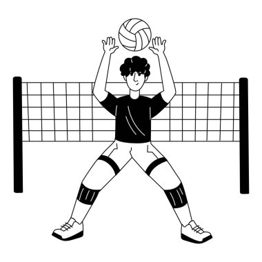 Voleybol oyuncusunun elle çizilmiş bir çizimi 