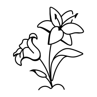 Zambaklar çizim tarzında çiçek simgesi 