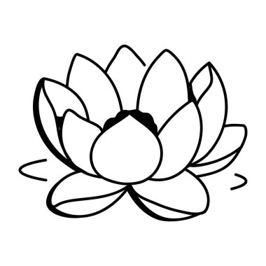 Su zambağı çiçek ikonu karalama tarzında 