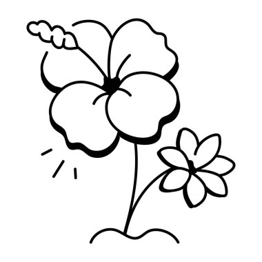 Karalama tarzında Hibiscus çiçek simgesi 