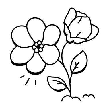 Çizim biçiminde çiçek açan bitki simgesi 