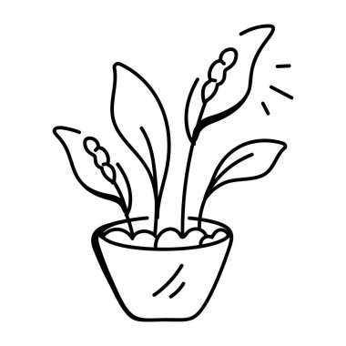 Barış zambaklarının el çizimi simgesi. 