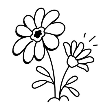 Karalama stilinde Gerbera papatya çiçeği ikonu 