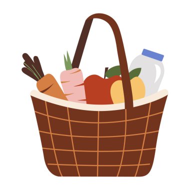 Yemek sepetinin düz bir çizimi 