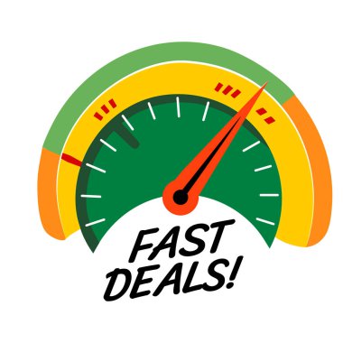 A flat sticker of an indicator with fast deals typography  clipart