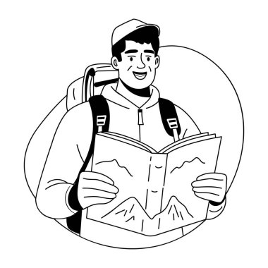 Bir yürüyüş rehberinin kabartma çizimi 