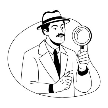 Elinde dürbün tutan bir dedektifin sembolü. 