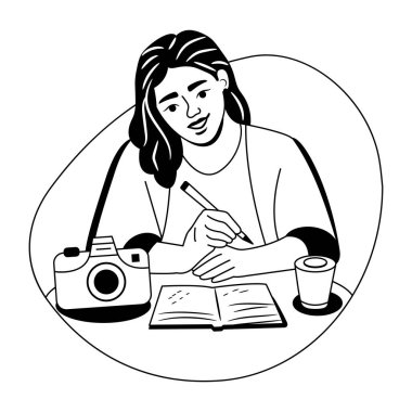 Bir seyahat blogcusunun çizimi 