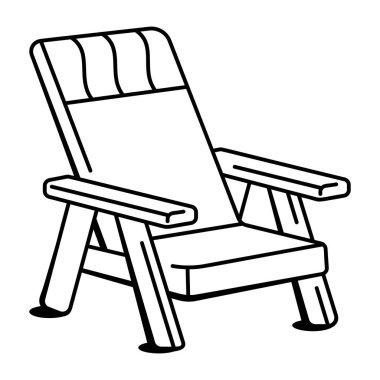 Avlu sandalyesi simgesi el çizimi stili 