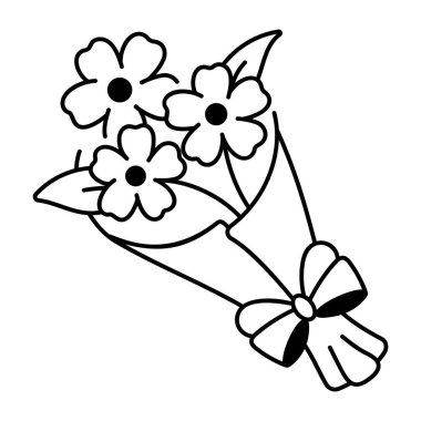 Düğün buketinin el çizimi bir simgesi. 