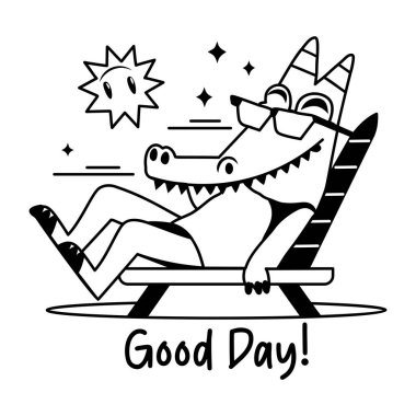 Timsah iyi günler, glyph sticker. 