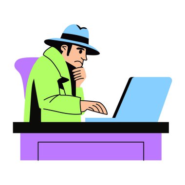 Dedektif düz bir şekilde resimleme düşünüyor. 