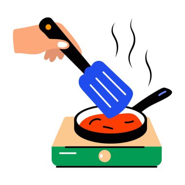 Mutfakta yemek pişirmek, düz stil simgesi 