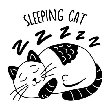 Uyuyan kedi etiketi kabartma biçiminde 