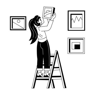 Duvara resim asan bir karakterin tasviri. 