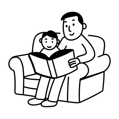 Babam kitap okuyor, karalama stili simgesi. 