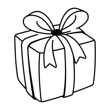 Karalama biçiminde hediye kutusu simgesi 
