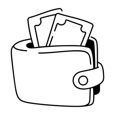 Cüzdan simgesi el çizimi biçimi 