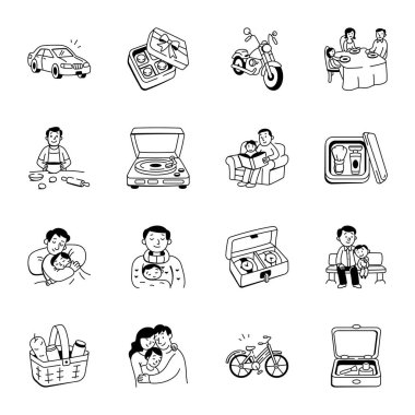 El Çizimi Babalık Simgeleri Koleksiyonu 