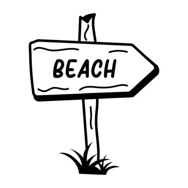 Plaj tahtasının el çizimi bir simgesi. 
