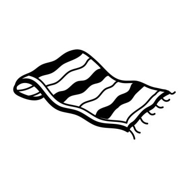 Plaj havlusunun el çizimi ikonu. 