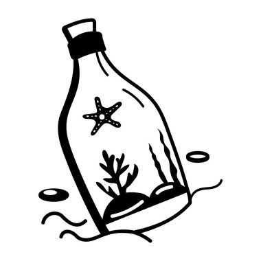 Karalama tarzında deniz şişesi simgesi 