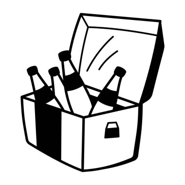 Karalama stilinde şişe soğutucu simgesi 