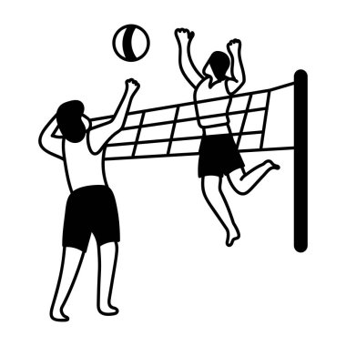 Voleybol oynayan karakterin karalama simgesi 